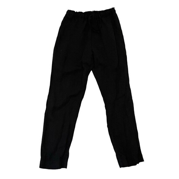 Onam Studio 100% Linen Pull-On Pants Pockets Relaxed Lagenlook Black size Small - Picture 1 of 8